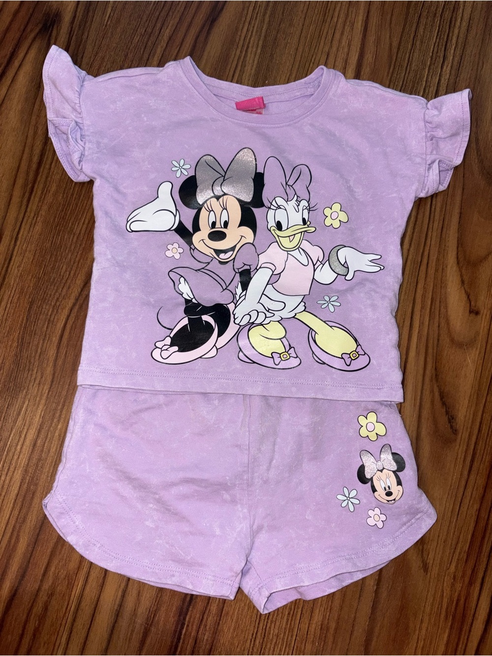 Girls' Lavender Minnie & Daisy Short Sleeve Shorts Set 2T